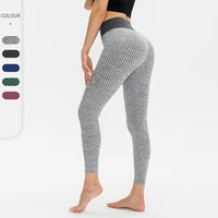 fitness leggings high waist seamless yoga pants fashion grid tights breathable sport gym leggings workout running pant