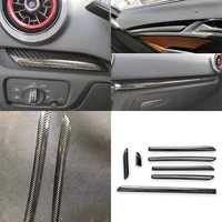 for audi a3 8v s3 rs3 2014 2020 7pcs real carbon fiber car interior moldings console gear shift panel and side strip cover trim