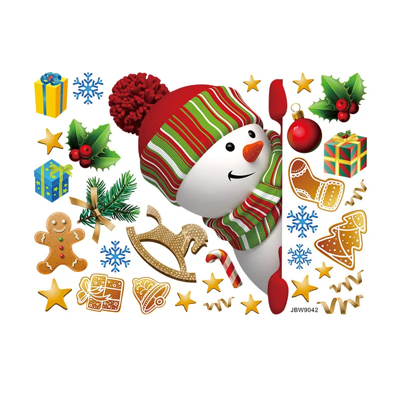 

Christmas Door Sticker Snowman Children's Room Window Glass Wall Paster Home Decoration Accessories for Living Room