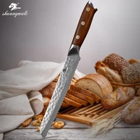 shuangmali 8inch kitchen cutting cheese cake knife vg10 core damascus steel chef bread knives slicing bakery knife with gift box
