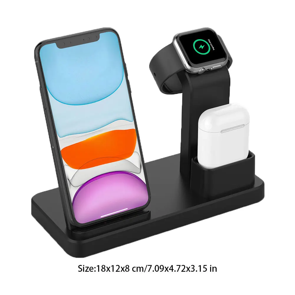 

Q12 3 In 1 Wireless Charging Induction Charger Stand For IPhone 11 Pro X XS Max XR 8 Airpods Pro Apple Watch Docking Station