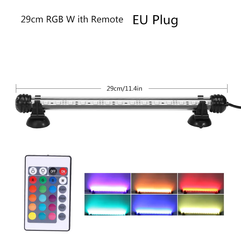 EU Plug 29CM RGB RGB дистанционный светильник для аквариума с вилкой европейского и американского стандарта, водонепроницаемый 5050 SMD светодиодный светильник для аквариума, акватический декор, погружной светильник, 19-49 см - Цвет: EU Plug 29CM RGB