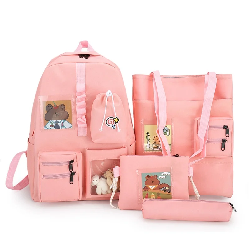 "Рюкзак женский нейлоновый, для девочек-подростков, с наплечной сумкой, для ноутбука, 4 шт., 2021"