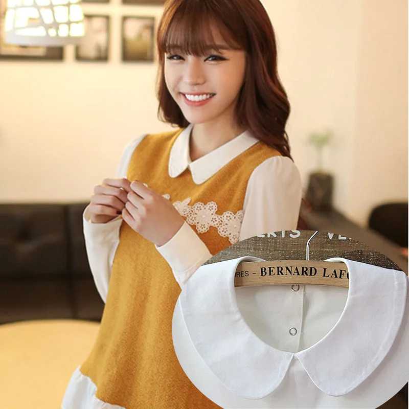 Shirt Fake Collar Vintage solid White Black Tie Detachable Lapel False Removable Women Girls Clothes Accessories |