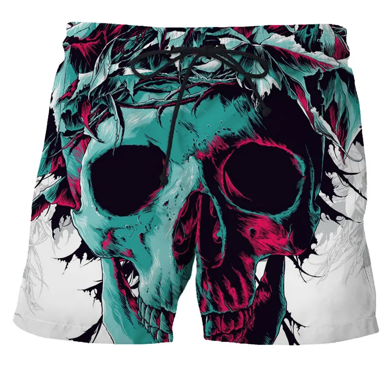 

Hot Sale Skull Horror 3D Printed Beach Short Men's Shorts Anime Pants Quick-drying Street Clothing Black Short Casual Beach Pant