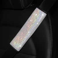 2pcs bling bling rhinestones crystal car seat belt cover seat belt shoulder pads car decor accessories
