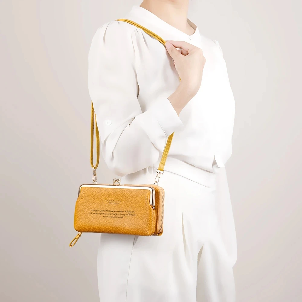 Custom Photo wallet Engraved Crossbody Bag Phone Bag Fashion PU Lychee Pattern Diagonal Shoulder Small Bag Women's Long Wallet