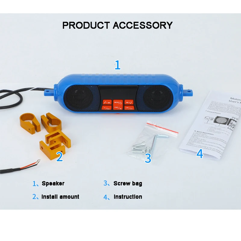 Мотоциклетный Bluetooth музыкальный плеер MP3 мотор стерео динамик красный синий FM