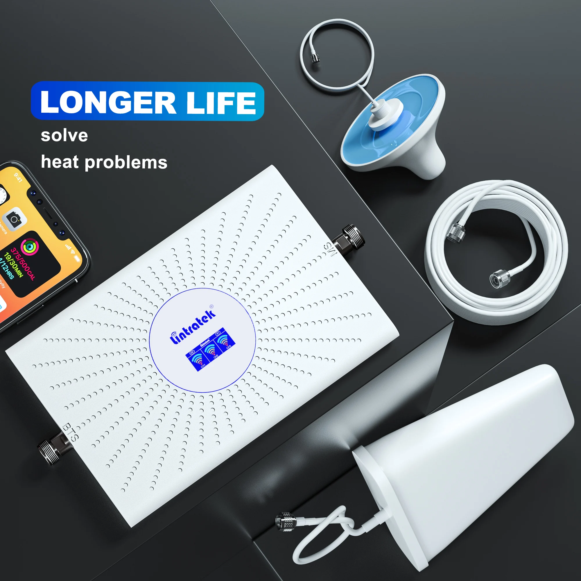 Najtaniej Lintratek Nowy Ulepszony Wzmacniacz Sygnału 2G 3G 4G 900 1800 2100mhz 70dB 23dBm ALC AGC Wzmacniacz Sygnału Komórkowego LCD Mobilny Repeater