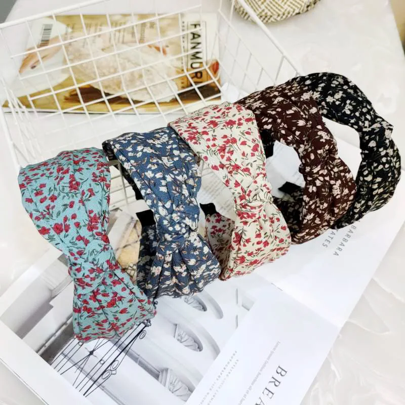 

New Top Knot Hairband for Women Girls Hair Head Hoops Bands Hair Accessories Fabric Floral Print Headband Headdress