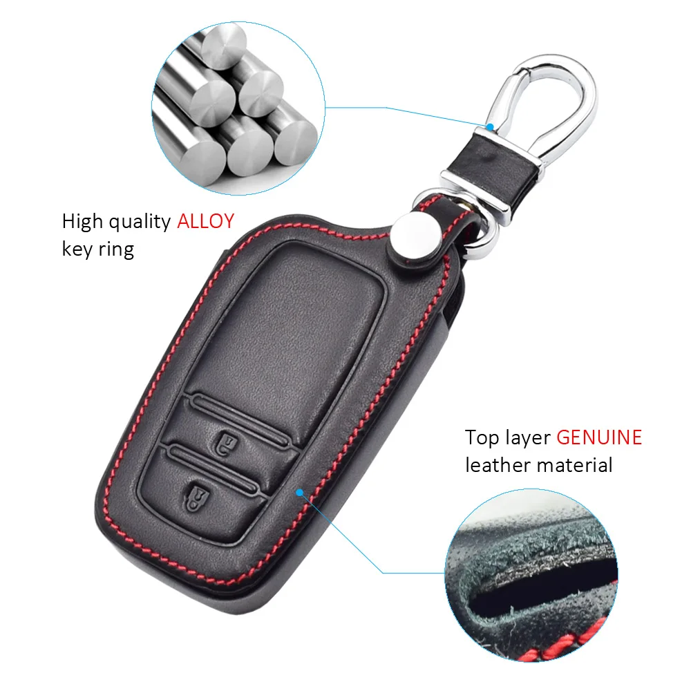Чехол для ключей из натуральной кожи Toyota Corolla Highlander Crown 2 кнопки Smart Keyless
