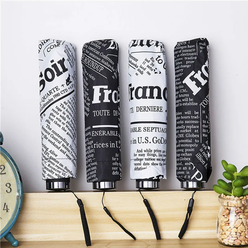 Газета черное покрытие зонт от солнца дождь Wo мужские три складной мужской оптом