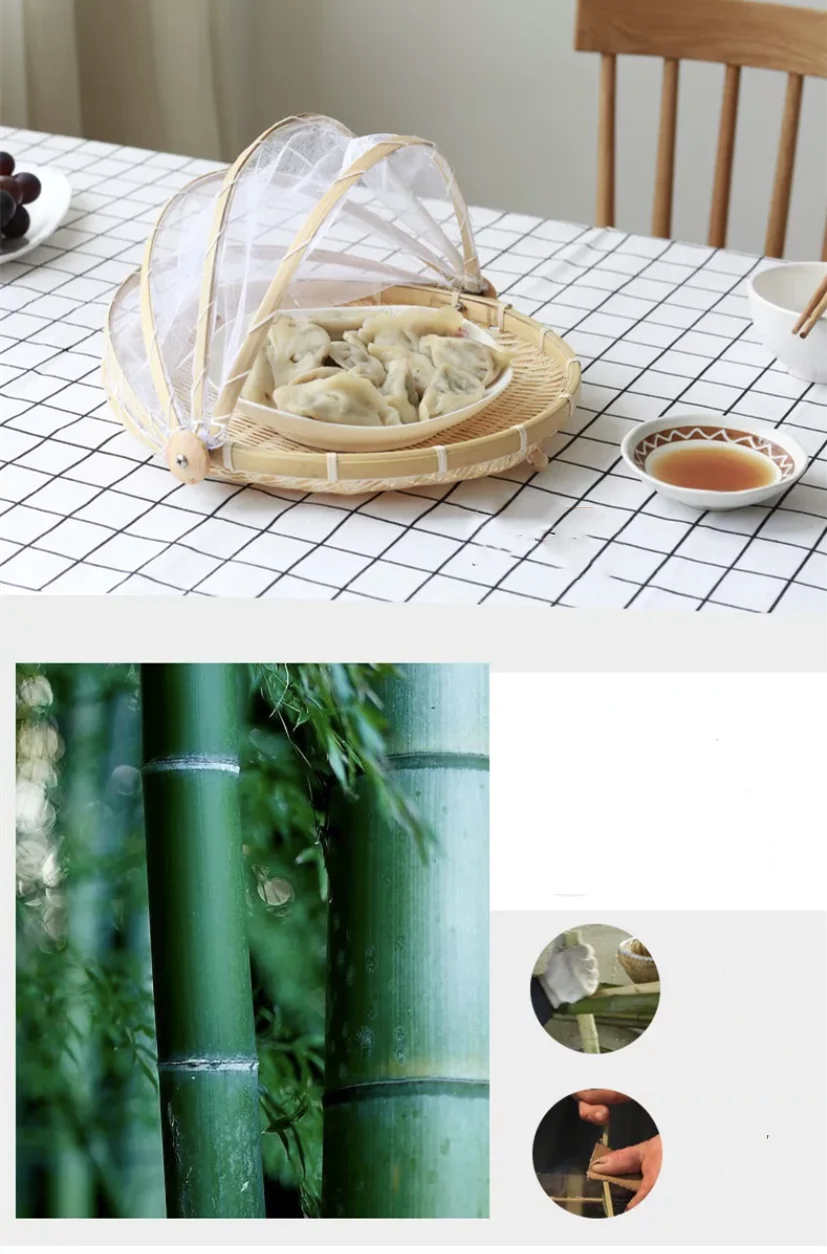Круглая корзина для фруктов, бамбуковая корзина для совка, поднос для фруктов, еды, овощей, Бамбуковые продукты, сито, домашние товары для дома на открытом воздухе