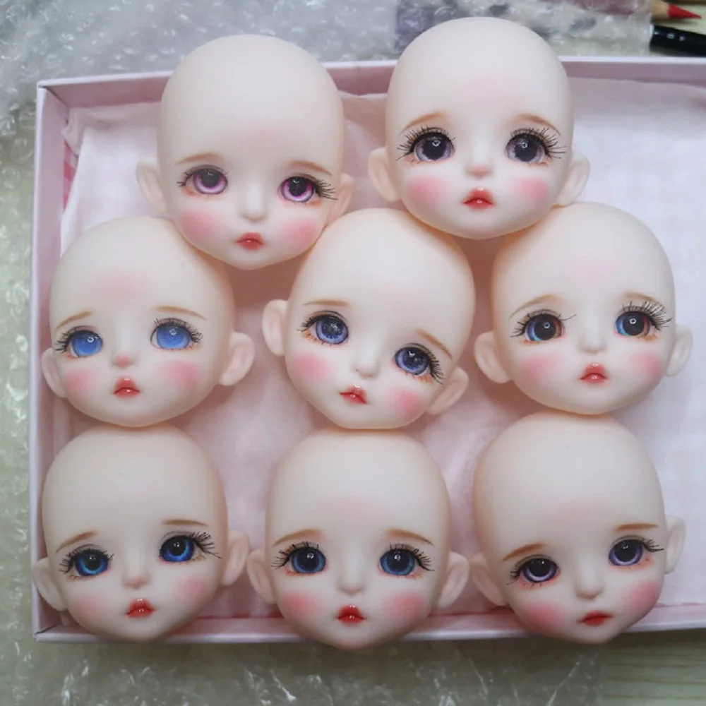 

1/8 BJD dollhouse accessories change makeup doll head Ob11 little doll original hand-painted makeup finished her head 3 d's eye