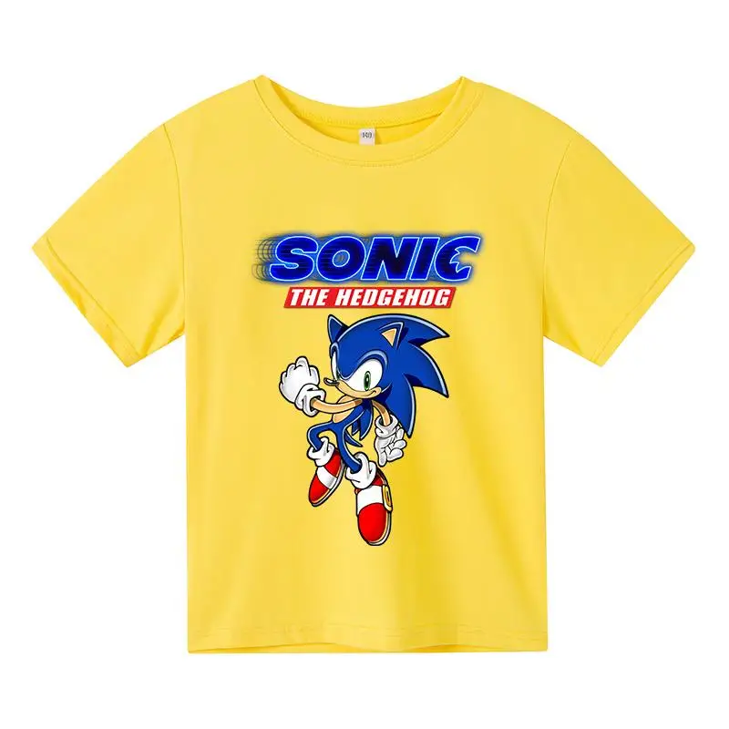 

game T-Shirt For Boys Print Pure Cotton Cartoon T-Shirt Hedgehog T-Shirt Streetwear Summer Child Cute Funny O-Neck Tops