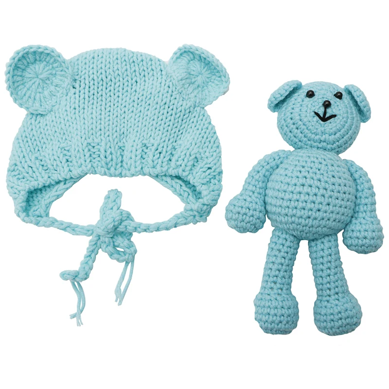 

Newborn Baby Girl Boy Photography Prop Photo Crochet Knit Costume Bear +Hat Set