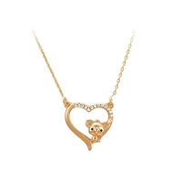 fashion cubic zircon gold loving koala pendant necklace silver color chain choker necklace for women fashion necklaces 2020
