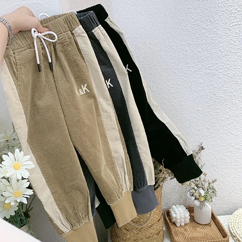 

Boys' Trousers 2020 Autumn Children's Loose Casual Pants Embroidery Corduroy Pants Children's Sports Pants Baby Boys Clothes