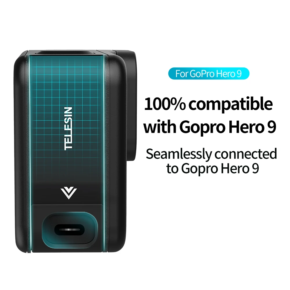 TELESIN для GoPro 9 боковая крышка аккумулятора из алюминиевого сплава Легко Съемная