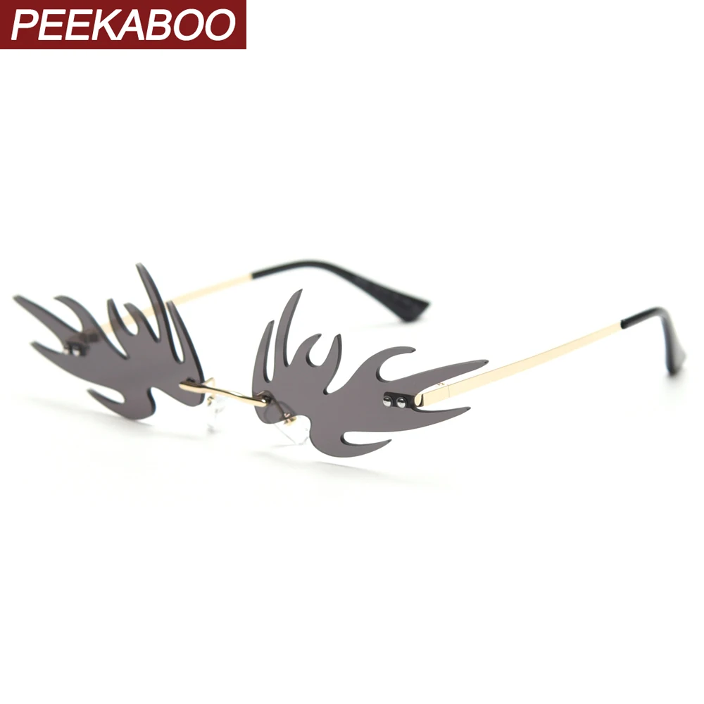 Женские солнцезащитные очки без оправы Peekaboo забавные золотистые металлические