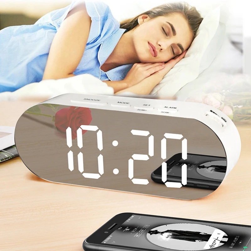 Цифровой светодиодный Будильник 12/24 часа в сутки Батарея USB Порты и разъёмы
