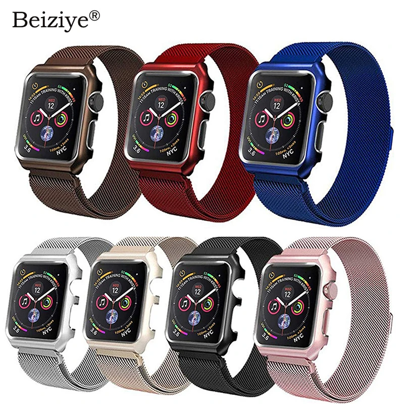 Миланская петля+ металлическая рамка для Apple Watch 38 мм 42 мм 40 мм 44 мм серия 5 4 браслет из нержавеющей стали для iWatch 3 2
