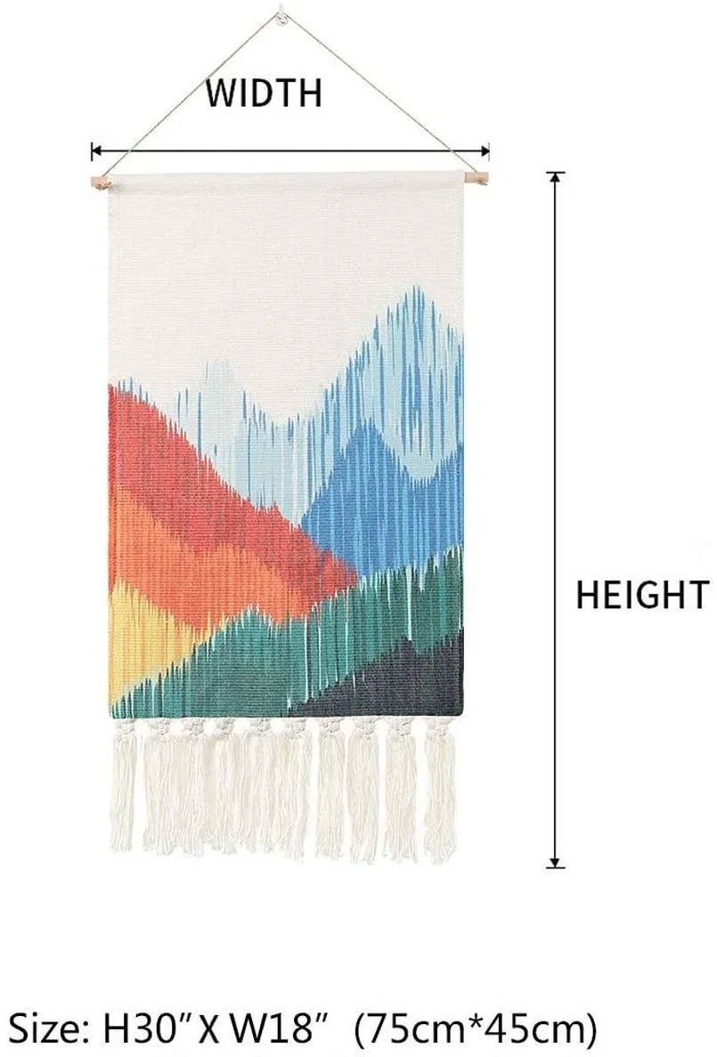 

Wall Hanging Bohemian Style Handmade Cotton Fringe Tassel Banner with Copper Hanging Rod for Nursery Room Decor Wall Decor