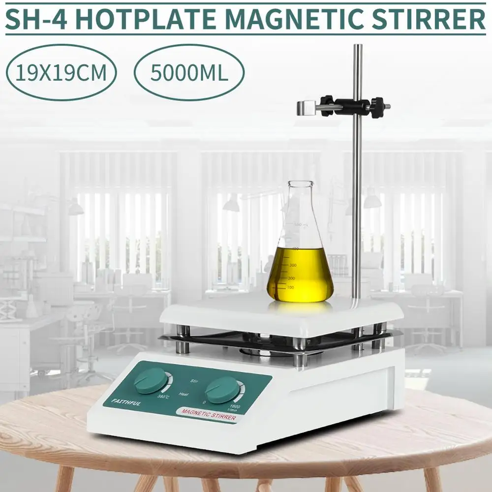 

110V/220V SH-4 5000ml Hotplate Magnetic Stirrer 19x19cm Ceramic Top Plate Heavy Duty Laboratory