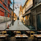 Европейский Стиль Архитектура городской уличная аллея 3D фотообои Ретро Ностальгический Ресторан гостиная кафе фон настенная бумага