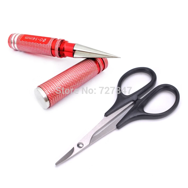 scissors Puncher Red 0-14 мм Дырокол расширитель ж/рукав Изогнутые Ножницы Набор универсальный инструмент для RC корпус автомобиля Lexan пластик с синим расширителем - Цвет: scissors Puncher Red