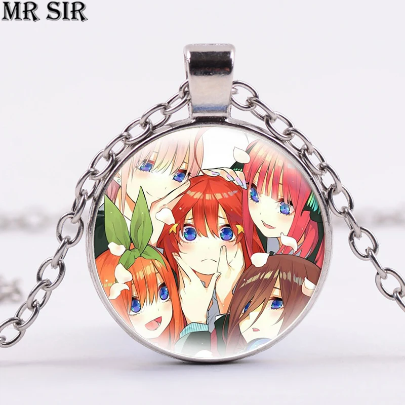 

Anime Quintessential Quintuplets Glass Cabochon Necklace Nakano Ichika Nino Miku Yotsuba Itsuki Chain Choker Pendant Jewelry Toy