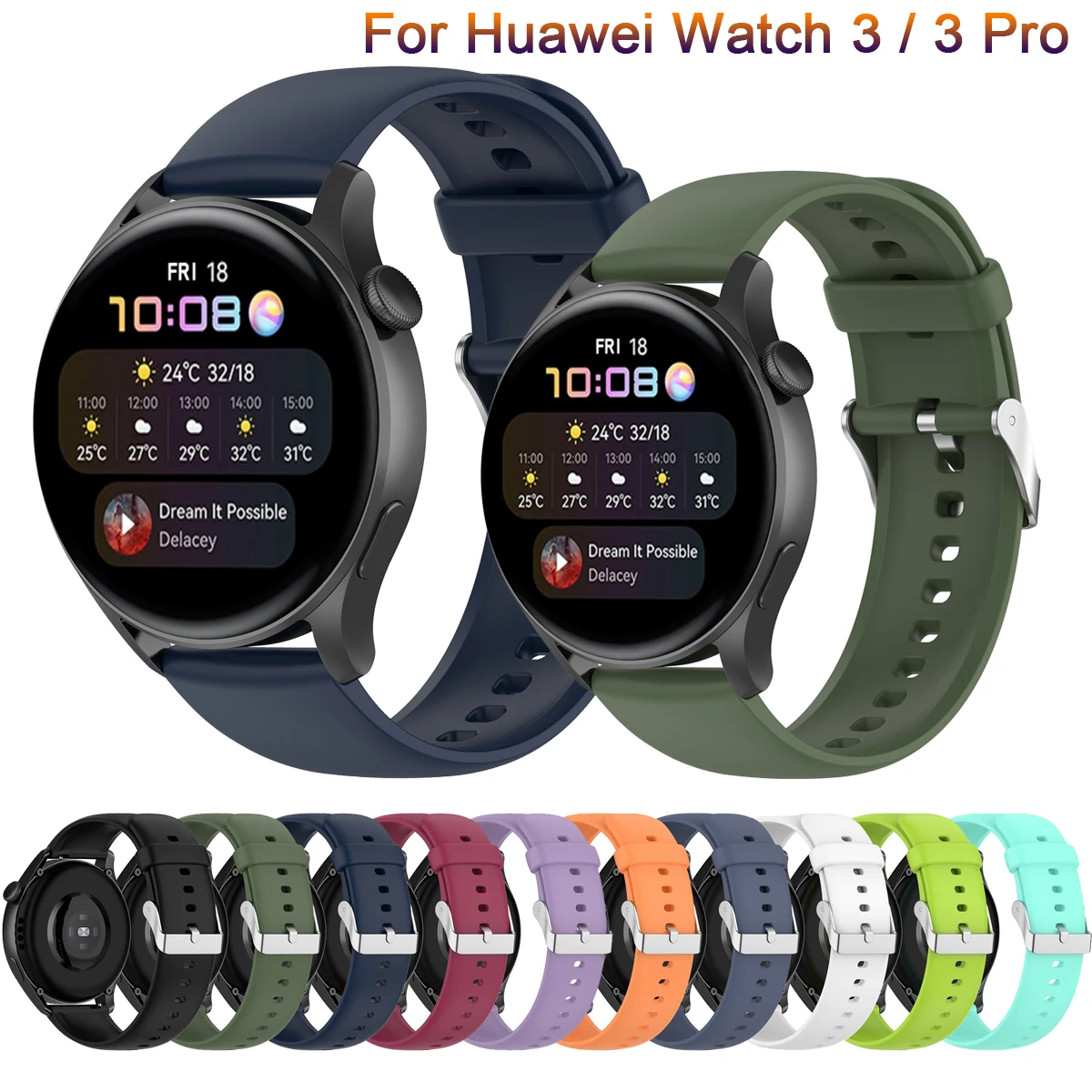 

For Huawei Watch 3 Strap GT 2 46mm/GT2 Pro/Amazfit GTR 47mm Silicone 22mm Bracelet Watchband Replacemen Wristband Watch3 ремешок