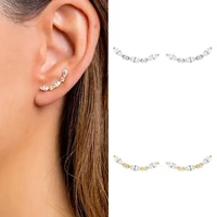 korean style gold filled moon cubic zircon ear crawler earrings for women fashion cz ear climber earrings jewelry gift