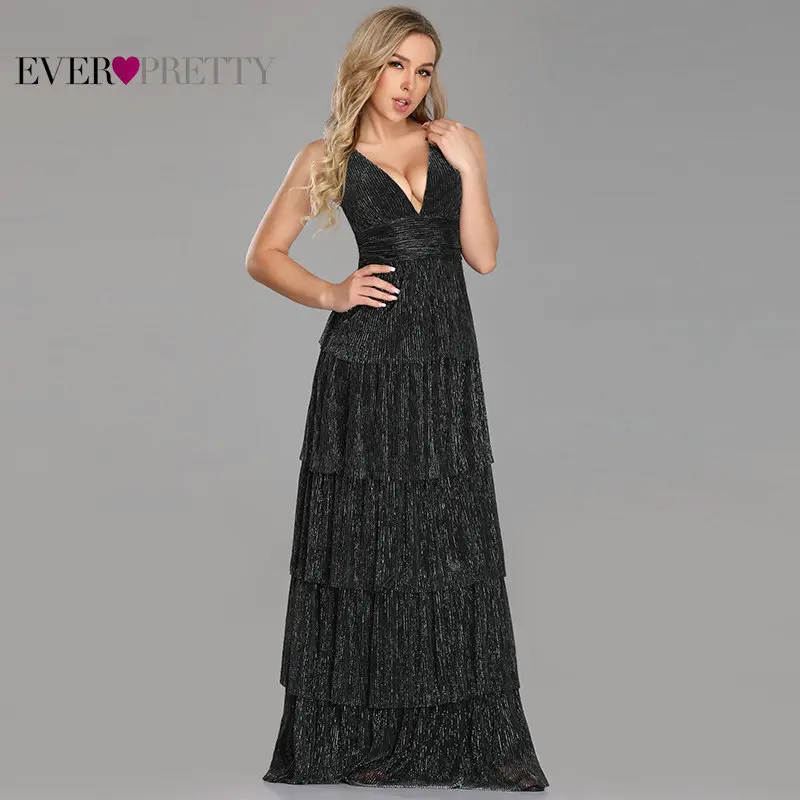 Robe De Soiree Ever красивые сексуальные трапециевидные вечерние платья с v-образным вырезом без рукавов и оборками Длинные Новое поступление свадебные вечерние платья для гостей