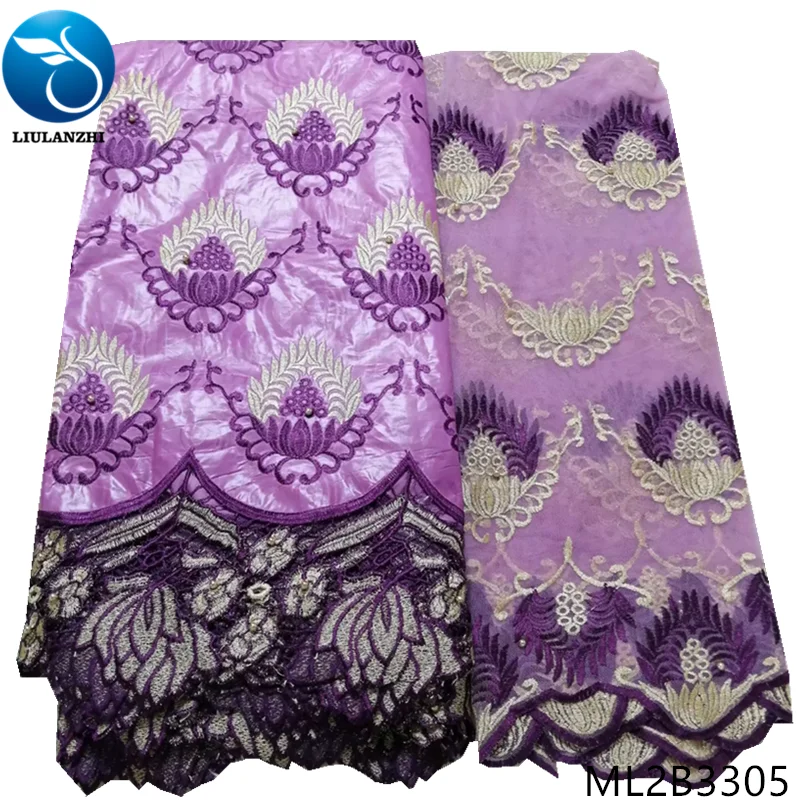 

LIULANZHI White bazin riche fabrics with black embroidery guipure lace 5+2yards Fashion style riche getzner african ML2B33