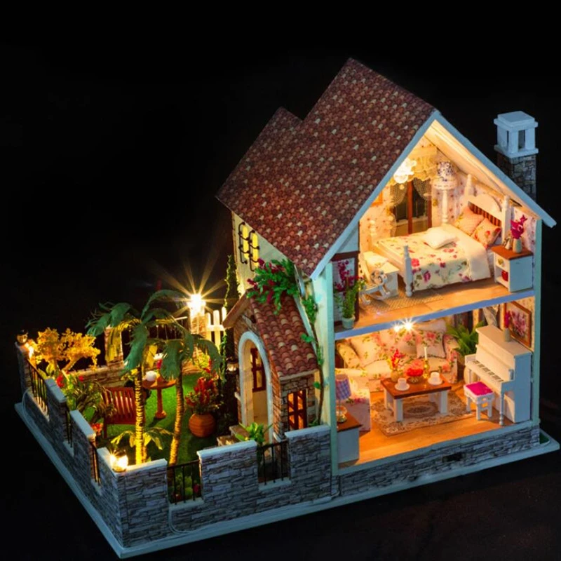 

DIY Wooden Miniature Doll House Kit Love Apartment Building Assembly Model Kit Home Decoration Christmas Birthday Gifts