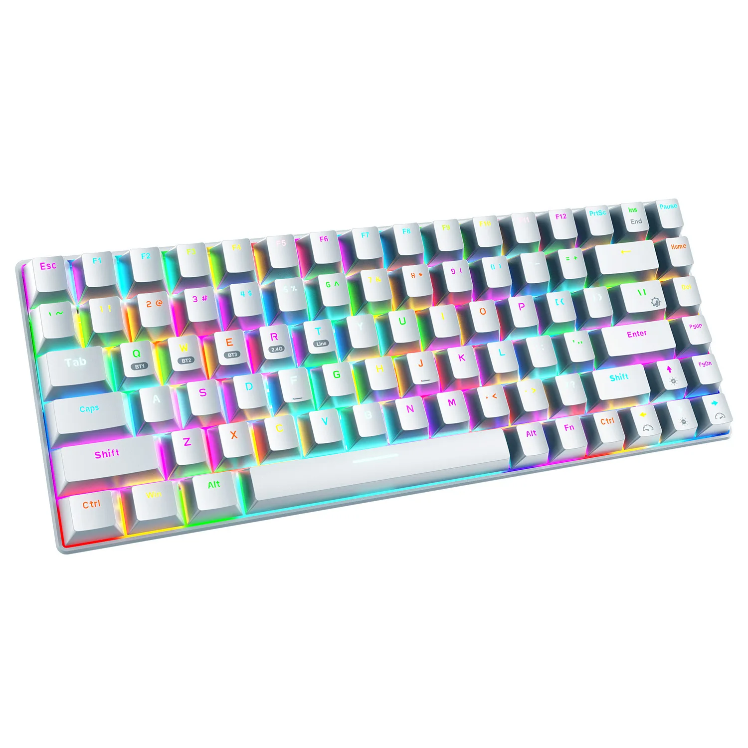 84 Keys Bluetooth Wireless/2.4G/Wired 3 Mode Red switch Mechanical Keyboard Type-C For PC Notebook Tablet RGB Backlight