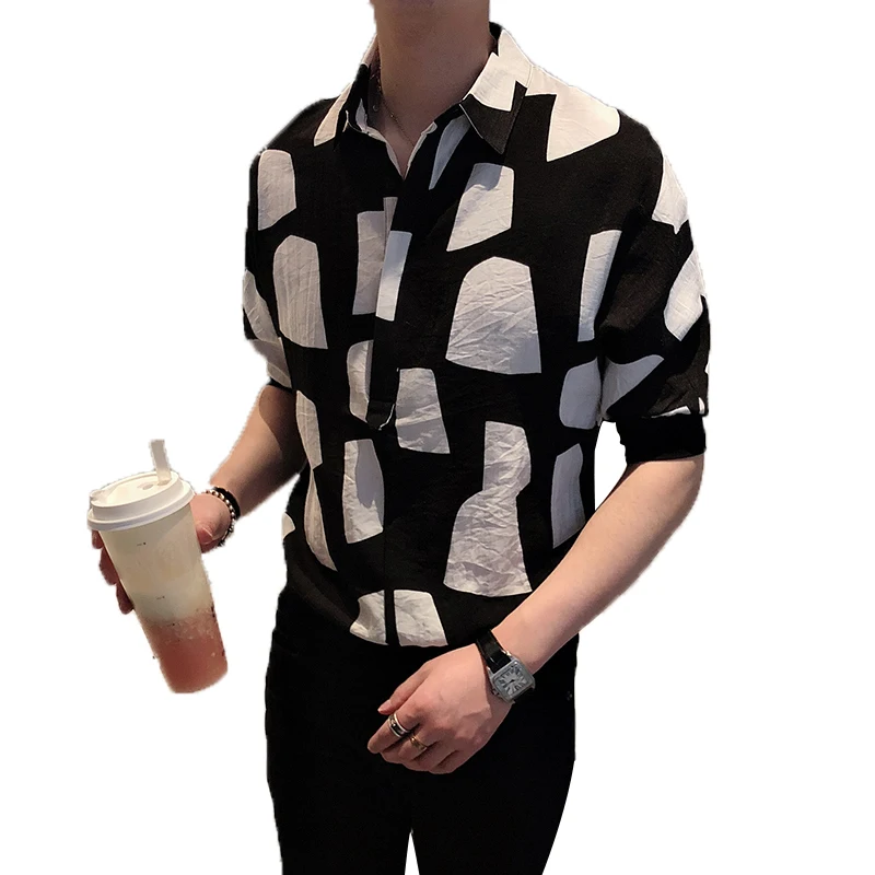 

Shirt Summer Hawaiian Men Half Sleeve Casual Shirts Camisa Masculina Streetwear Night Club Party Male Clothing chemise homme