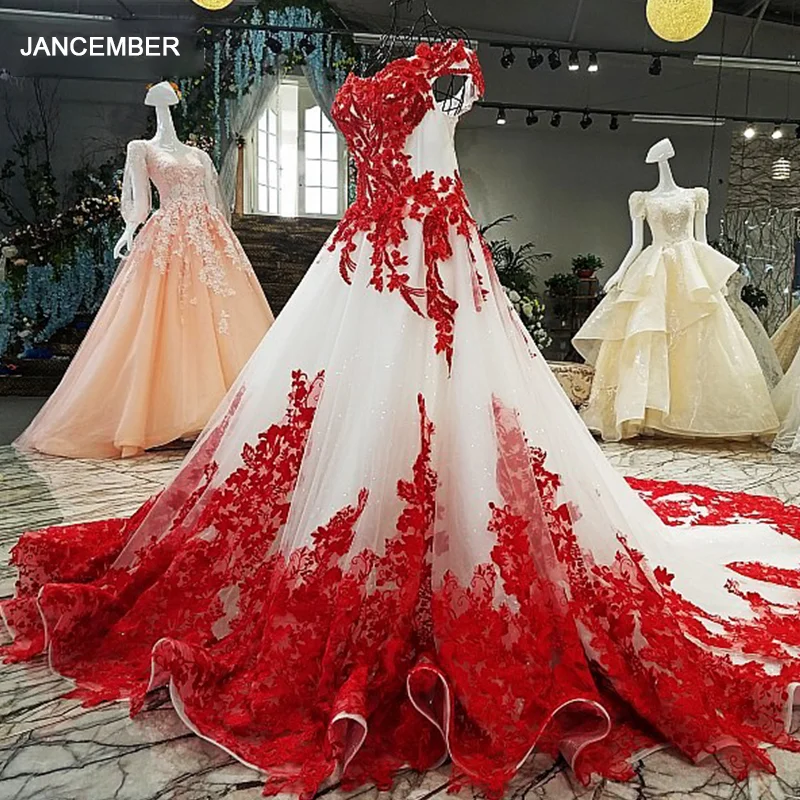 Вечернее платье с открытыми плечами LS00356 1 белого и красного цвета для вечеринок