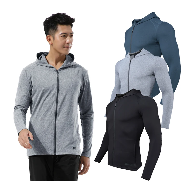Training Jackets Men Autumn Hoodie Sports Coat Plus Cashmere  Zipper Gym Long Sleeve Male Running Sweatshirt