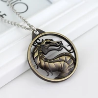 animal dragon sculpture pendant necklace mens necklace fashion metal sliding round necklace pendant accessories party jewelry