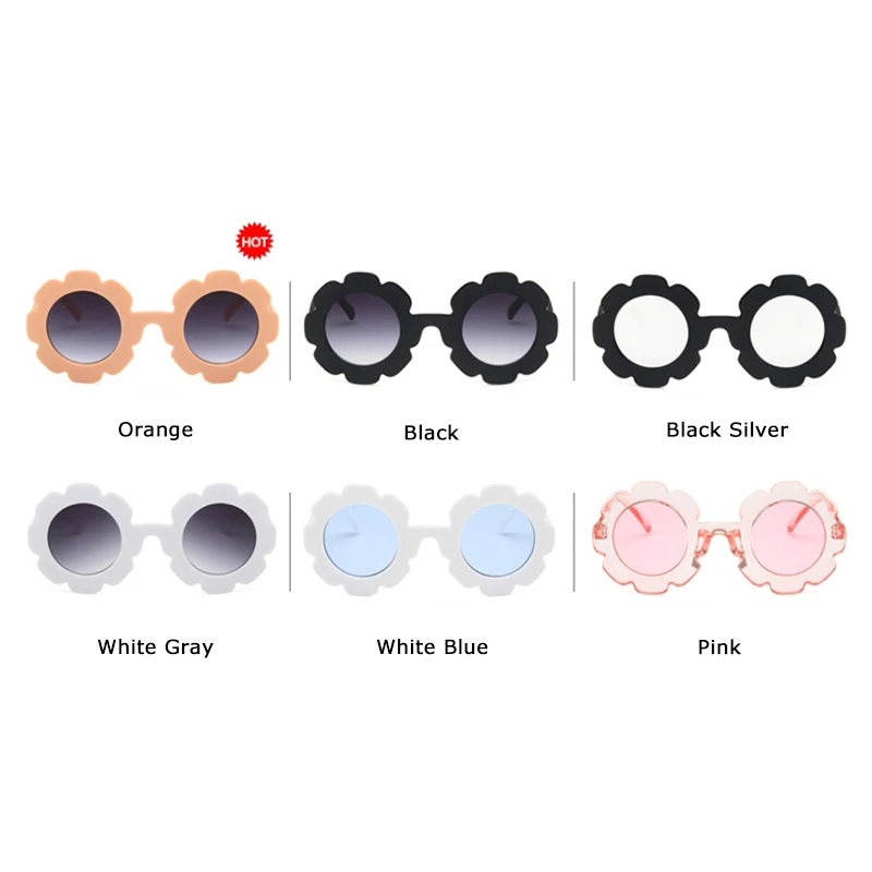 RBRARE Pink Sun Flower Child Sunglasses Candy Color Cute Round Wild Concave Shape Personality Baby Anti-UV Street Beat Glasses | Аксессуары