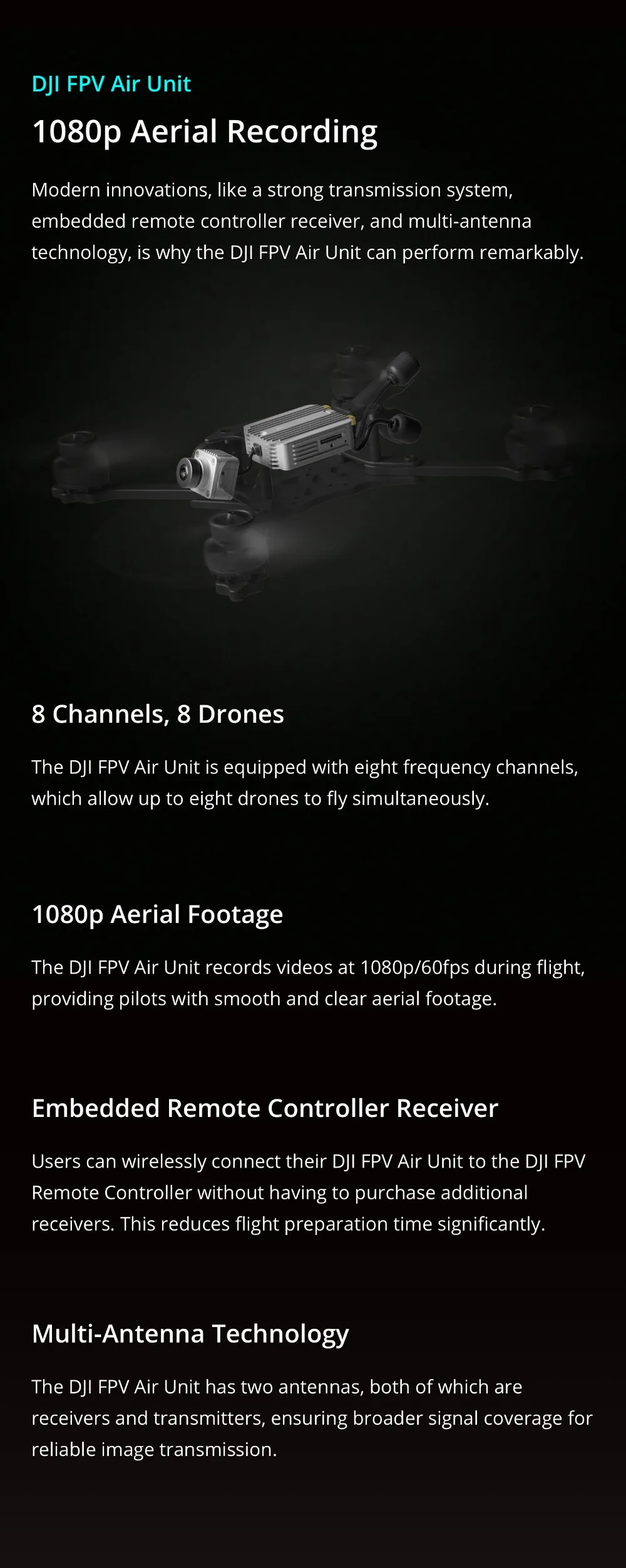 DJI FPV Experience Combo FPV Fly больше комбо более низкая задержка 4 км максимальный диапазон передачи HD 720p 120fps разрешение FPV система