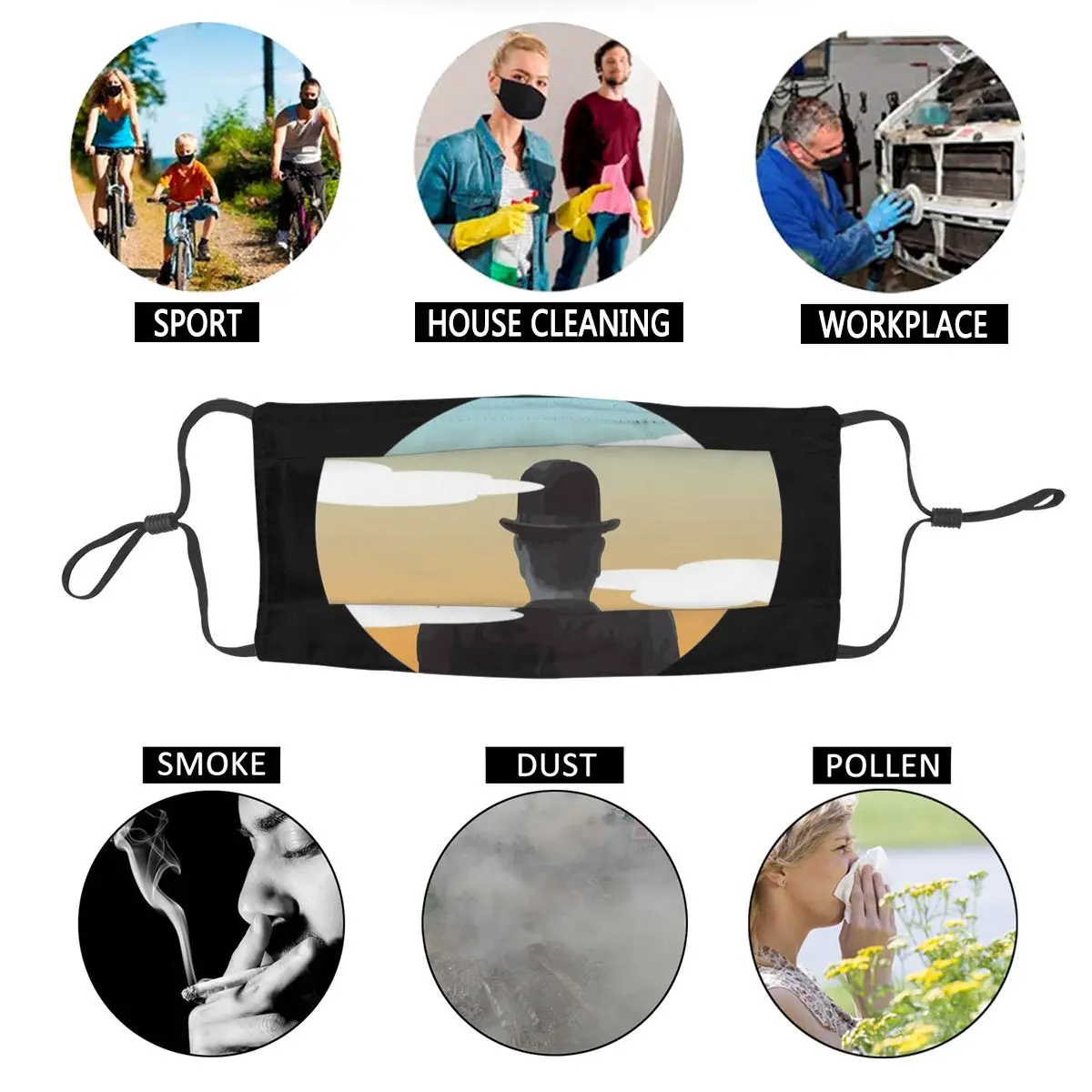 

Ceci N'est Past Un Hommage Reusable Face Mask Magritte Anti Haze Dustproof Mask Protection Mask Respirator Mouth Muffle