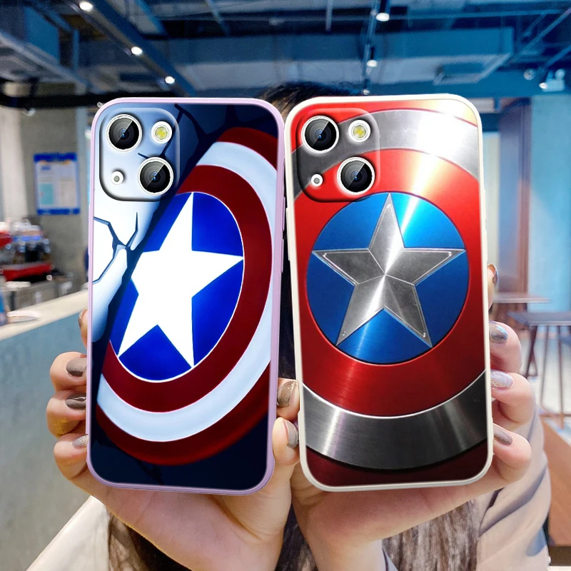 

Avengers Marvel Captain America For Apple iPhone 13 12 Mini 11 Pro XS MAX XR X 8 7 6S SE Plus Liquid Soft Cover Phone Case