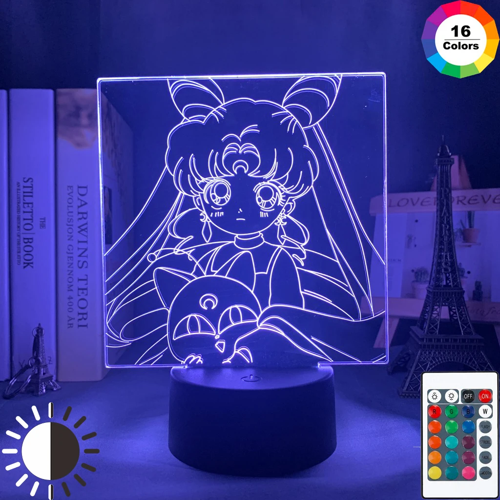 

Sailor Moon Led Night Light for Girls Bedroom Decor Light Touch Sensor Rgb Colorful Nightlight Anime Characters Led Table Lamp