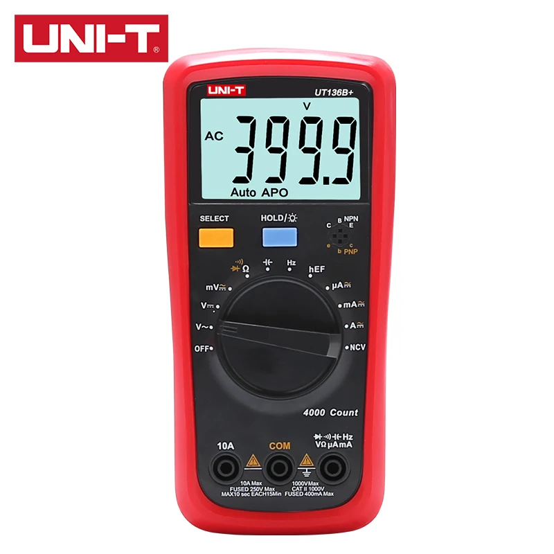 

UNI-T UT136B+ UT136C+ Digital Multimeter Measures 1000V 10A AC/DC voltage current LCD Display Overload Alarm Quick sampling