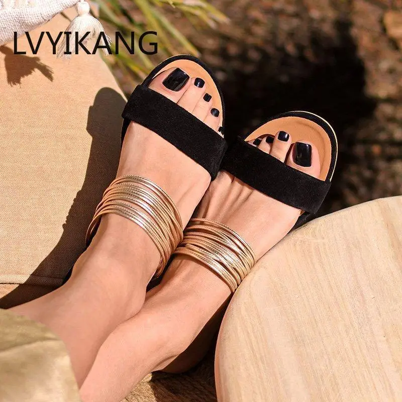 

Women Rome Sandals New Summer Hot Retro Wedges Gladiator Non-slip Slippers Ladies Party Office Shoes Beach Sandals Slides