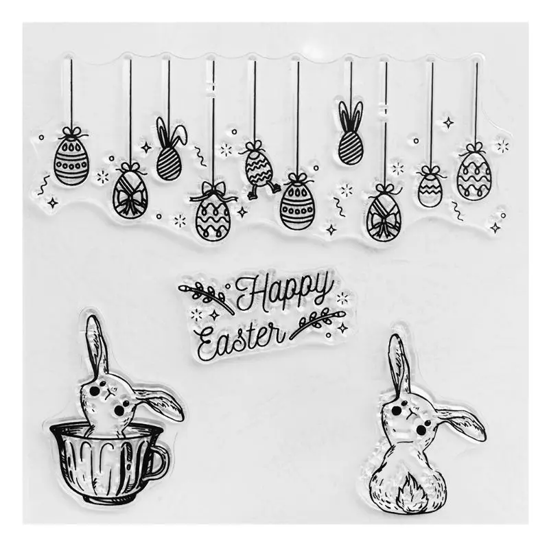 Кулон &quotПасха&quot яйцо Кролик силиконовый прозрачный Печатный штамп сделай сам