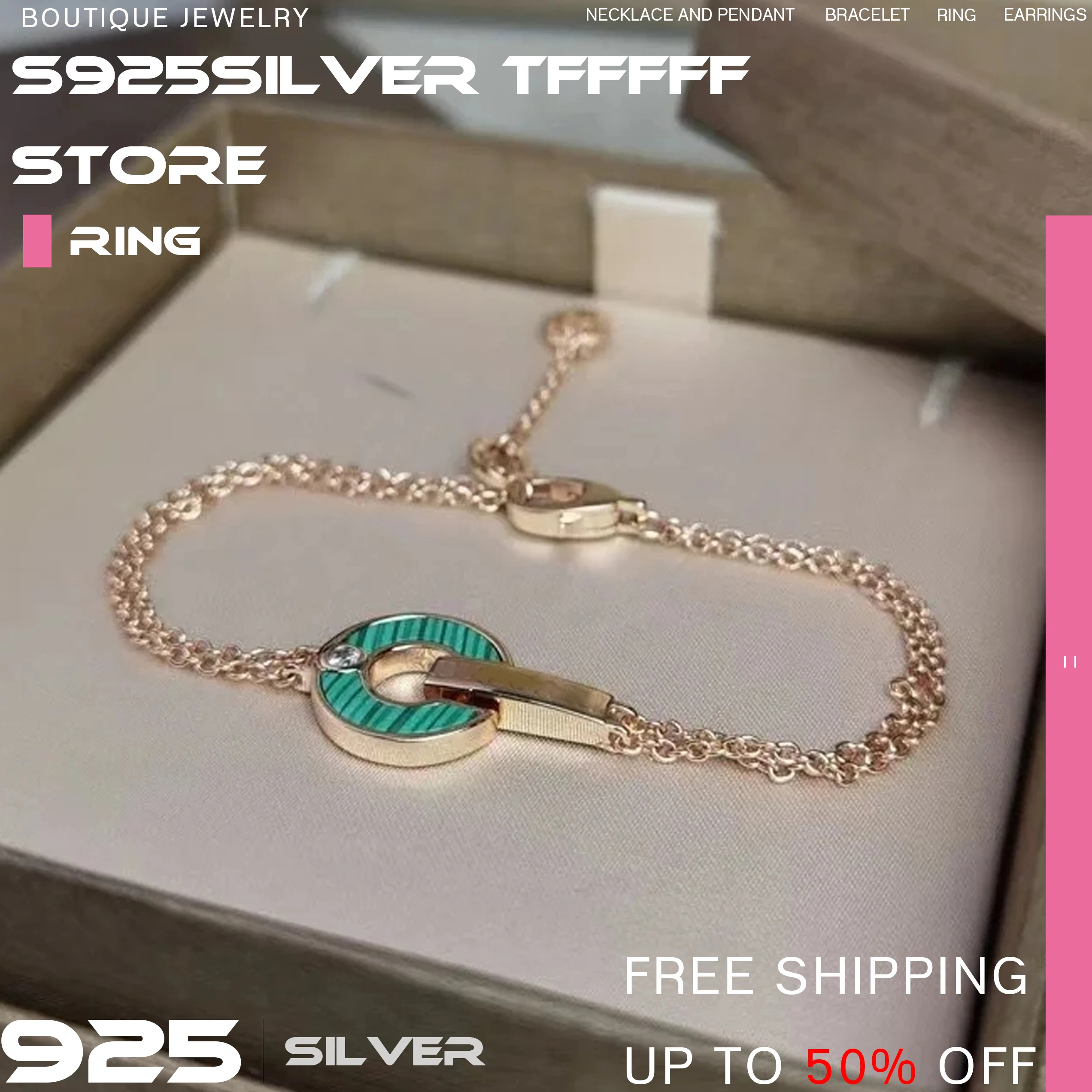 

Advanced Famous Brand Luxury Bracelet Rose Gold Hollowed Out Malachite Pearl Oyster New 925 Silver Bracelet women Couples Gift